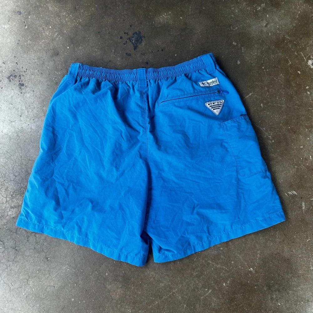 Columbia PFG Fishing Shorts Mens Small Blue Omni-Shade Mesh Lined 6in